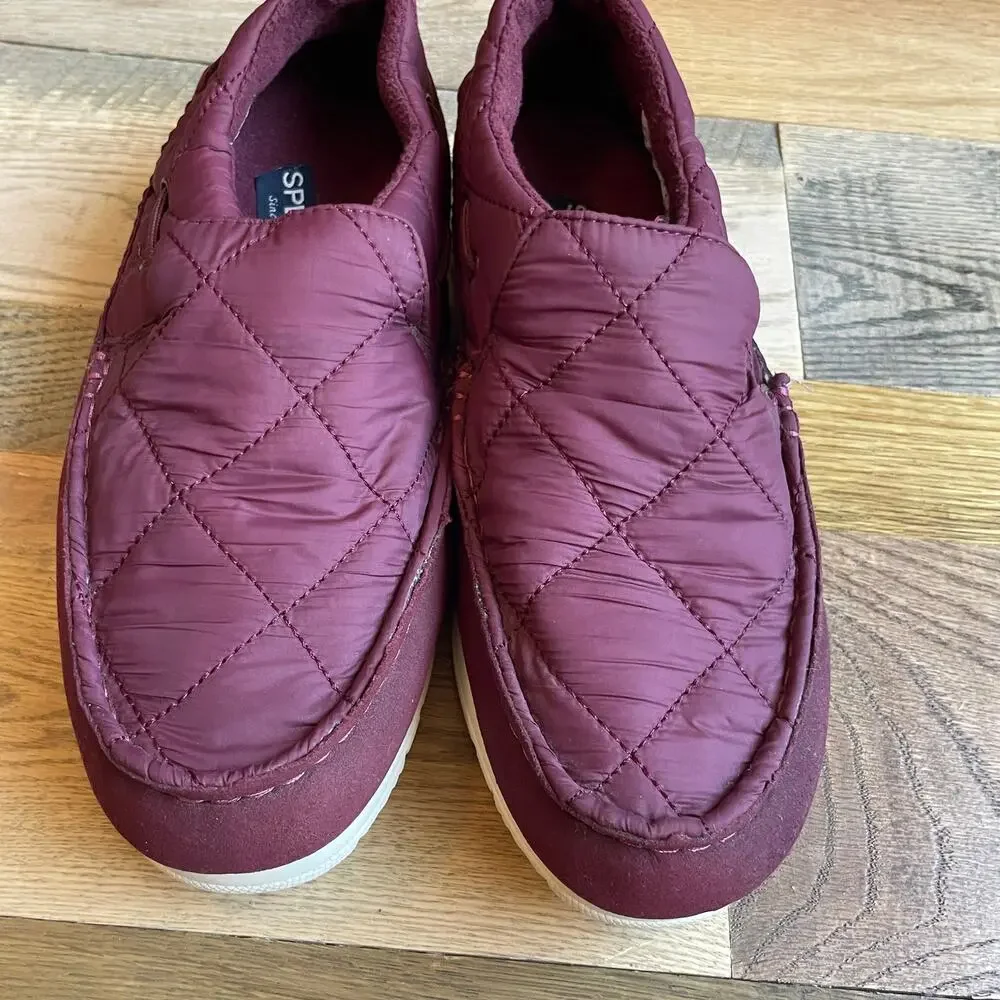 Sperry Men's 6.5 Burgundy Quilted Slip On Boat Shoes